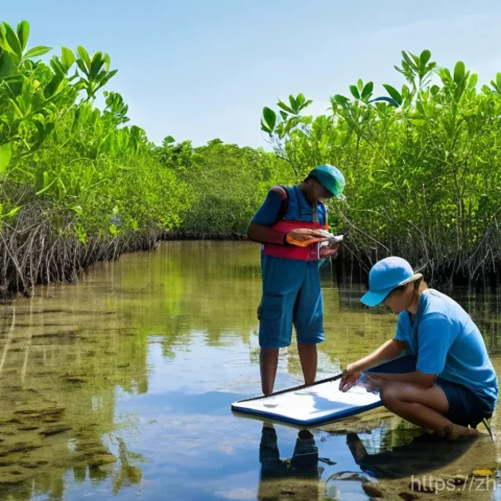 해양학 석사 과정 - **Prompt:** A dynamic scene featuring a diverse team of marine biologists (male and female, various ...