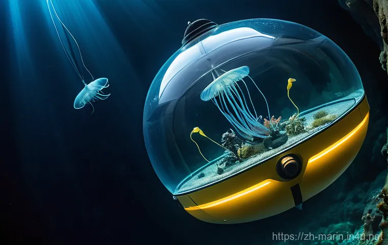 해양학 최신 기술 동향 - **Deep-Sea Submersible Exploration**
    A highly advanced, futuristic manned submersible, sleek and...