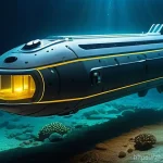 해양학 국제 연구소 - **Prompt:** A futuristic, sleek autonomous underwater vehicle (AUV) exploring a vibrant deep-sea tre...