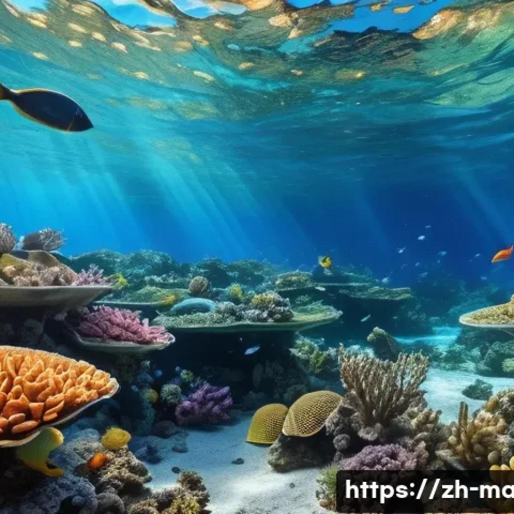 해양 보호를 위한 정책 - A vibrant underwater scene showcasing a scientifically designed artificial coral reef teeming with d...
