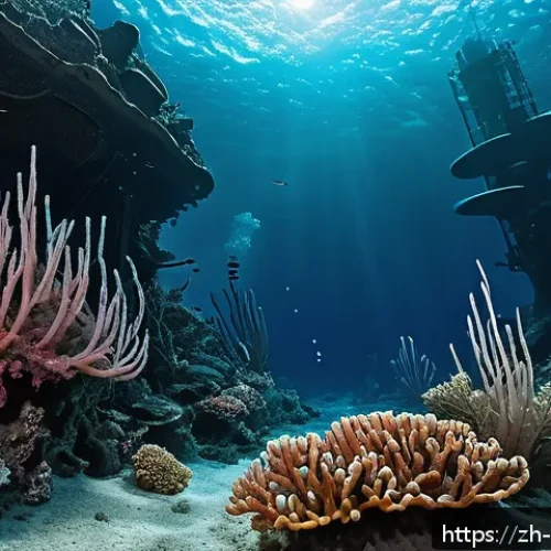 해양 물리학 - A detailed underwater scene showcasing a deep-sea hydrothermal vent emitting high-temperature minera...